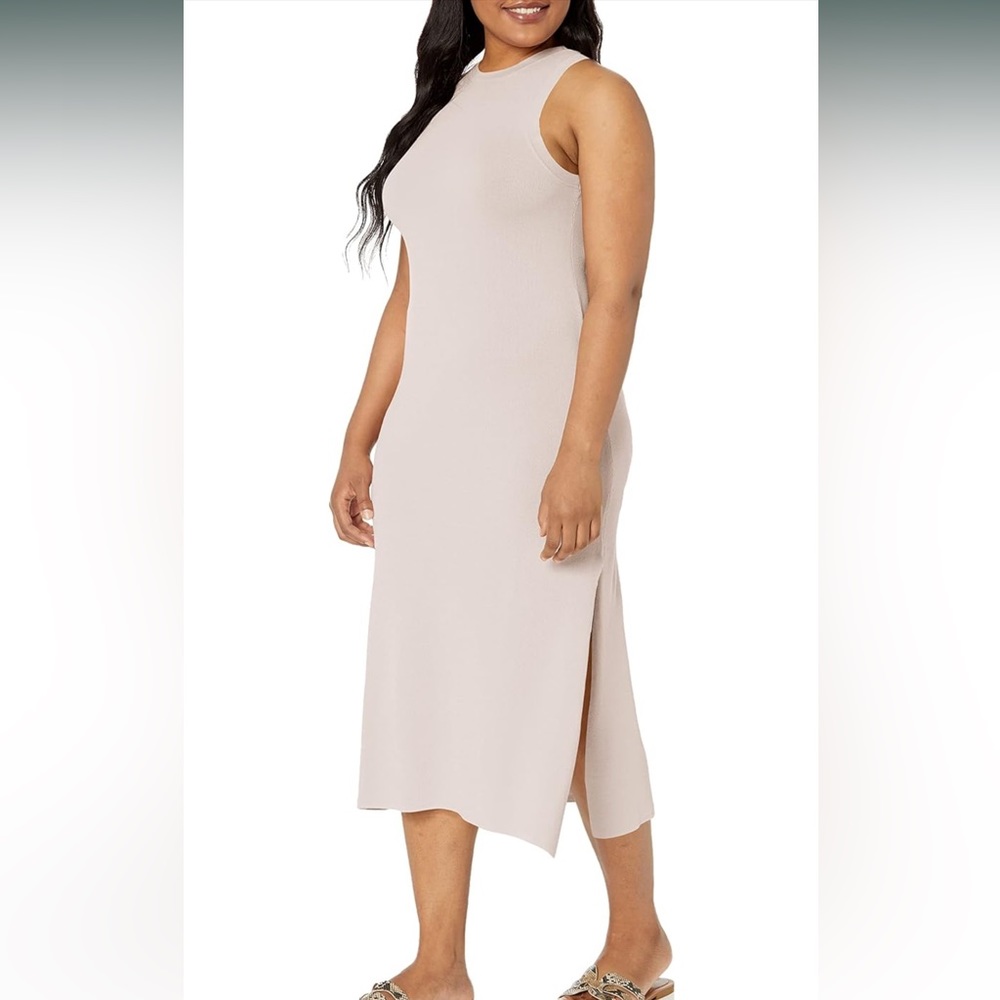 The Drop Women's Gabriela High Neck Cut-in A-line Side-Slit Maxi Sweater Dress